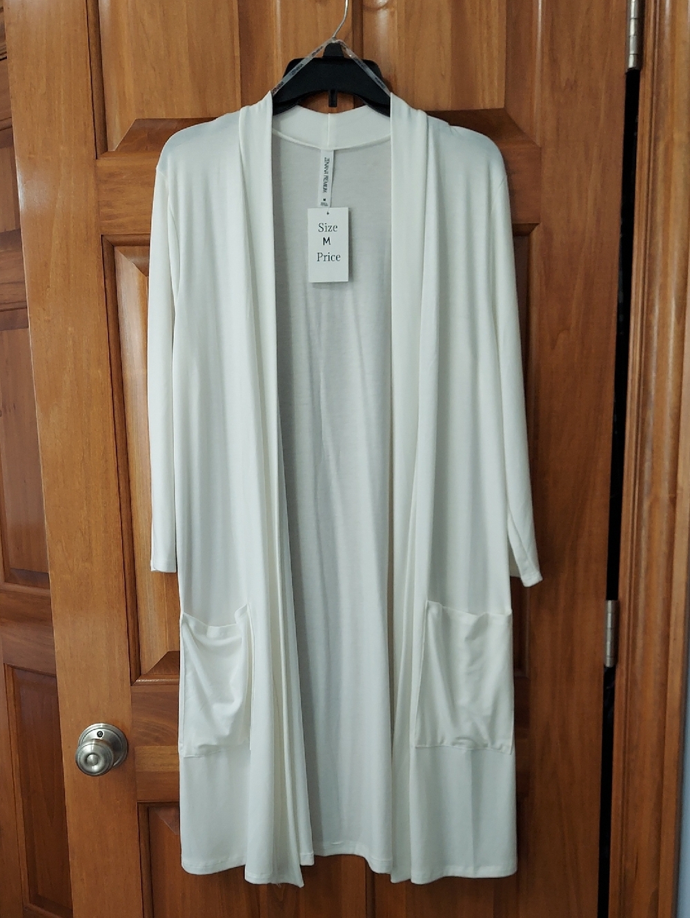 🆕 Zenana Premium Soft Open Front Long Length Cardigan, Cream, Size Medium, NEW